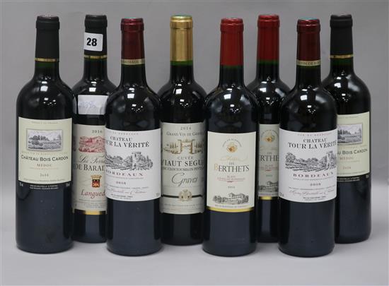 Eight bottles of mixed French red wines